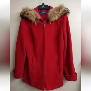Mackintosh Wool Blend Raccoon Fur Coat